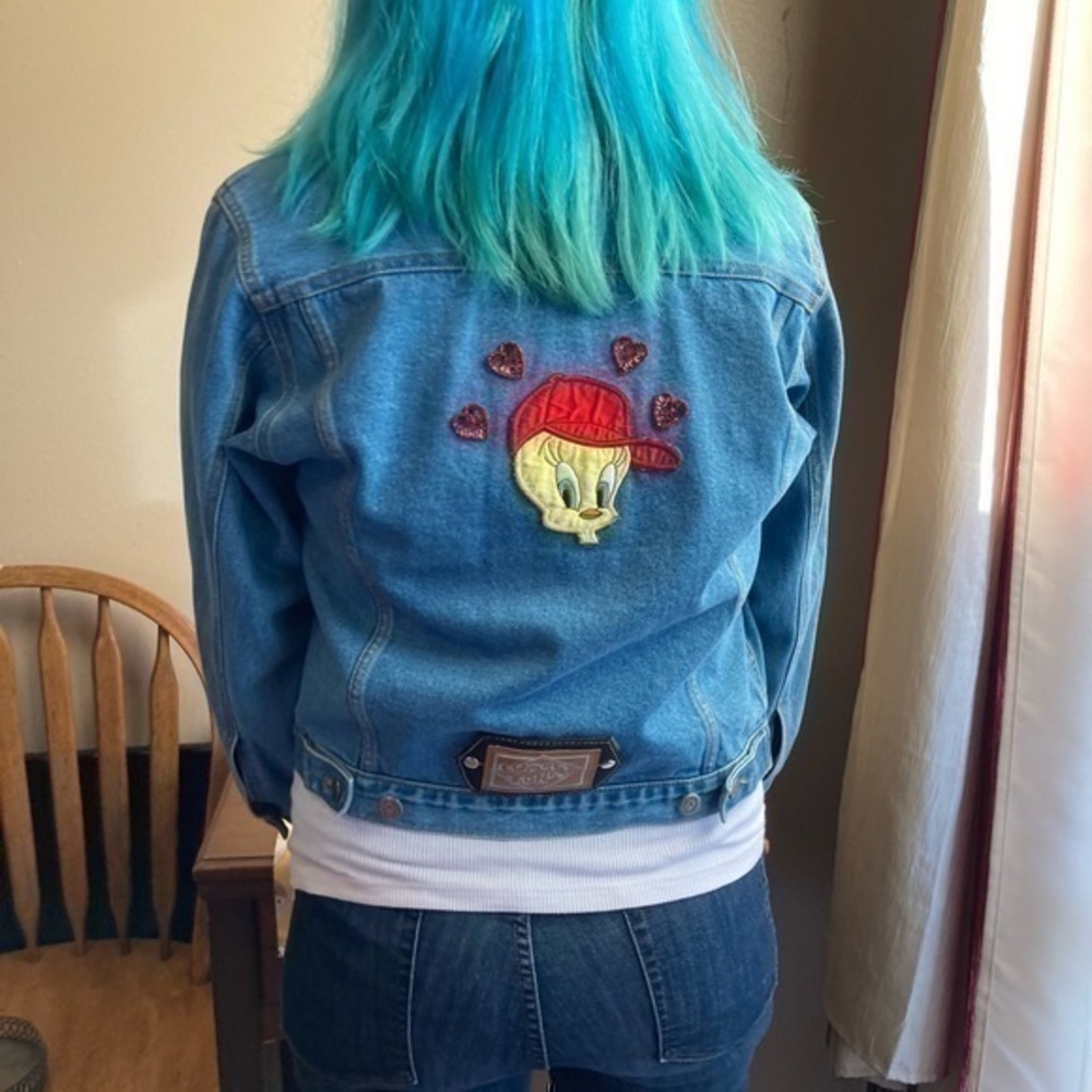 Vintage Painted rose Tweety denim jacket size M